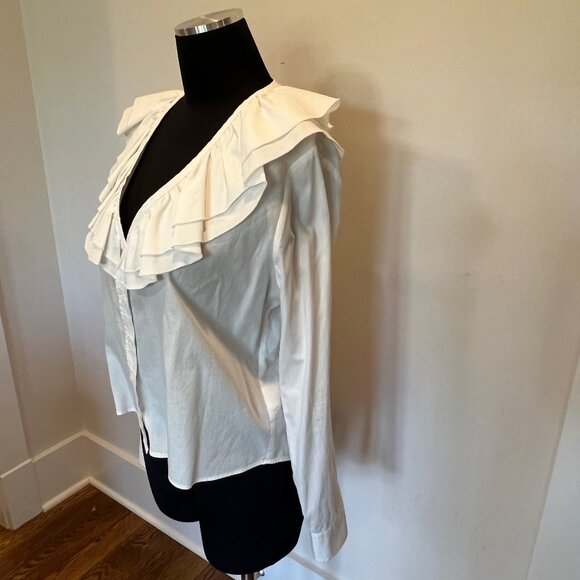 The Shirt Amalia ruffle neck white ruffle button up sz S - Picture 6 of 14